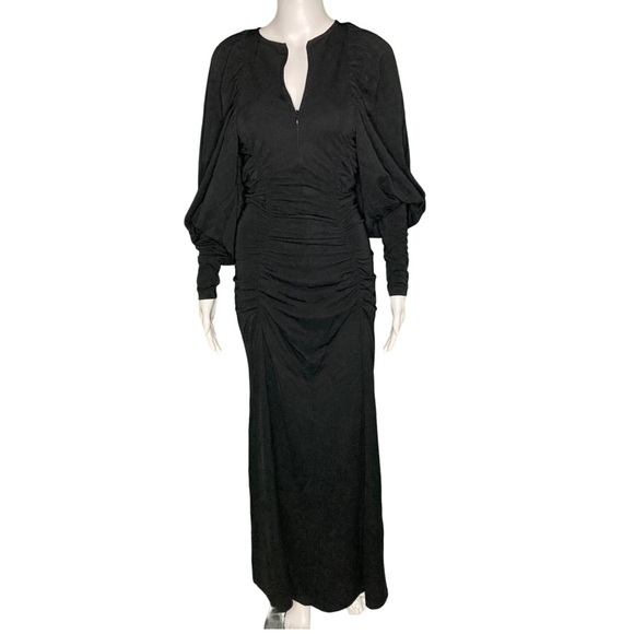 NWT By Malene Birger Cheyla Ruched Long Sleeve Black Maxi Dress - Sz XS - Picture 3 of 11